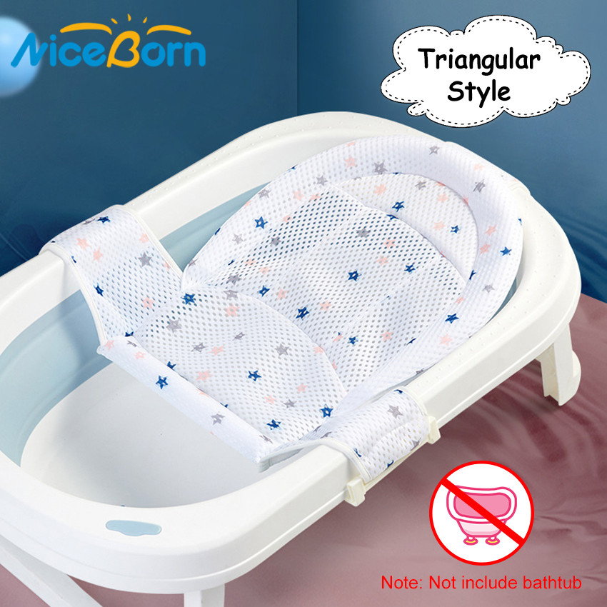 NiceBorn Baby Foldable Bath Tub Pad [without bath tub] Adjustable Comfortable Non-Slip Baby Bath Seat Infant Safety Shower Antiskid Cushion Plastic Net Mat Baby Shower Net Bathtub Sit Up Mesh for Newb