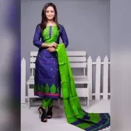 ব্লক প্রিন্ট থ্রি-পিস - Suti Jama, Block Print Salwar and Kameez/Three Piece/Cotton Dress For Women/Girls/Ladies (3 Piece/Pis/Pcs