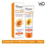 Sunscreen & Aftersun Cream - Disaar Vitamin C Sunscreen SPF 50 Oil Free Sunscreen Instant High Protection Sunblock Cream - 50gm