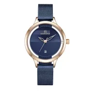 NAVIFORCE NF5014 Royal Blue Mesh Stainless Steel Analog Watch For Women - RoseGold and Royal Blue