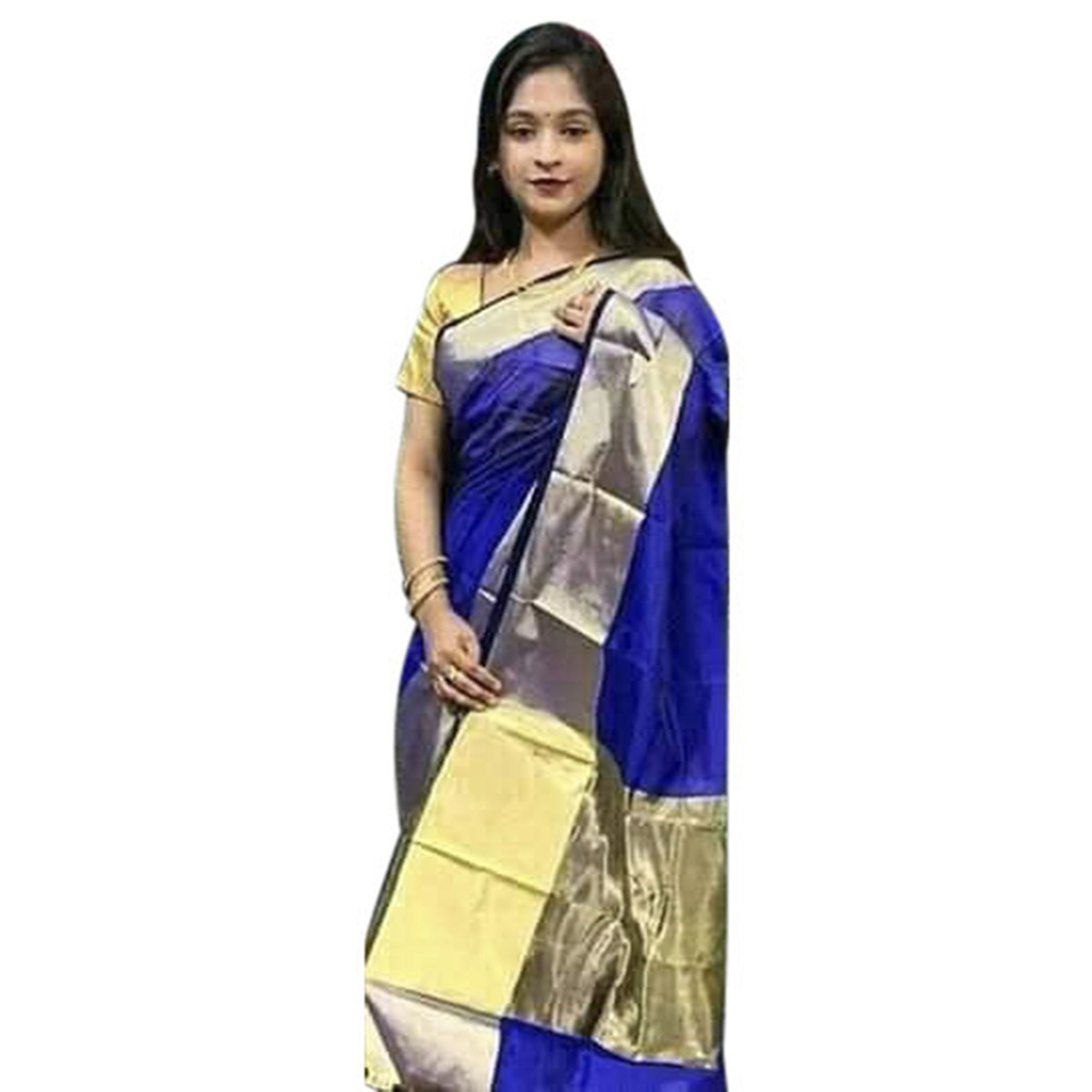 Halfsilk Tangail Tat Saree for Women's (Blue)