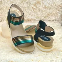 Women Sandals Lady Shoes Women Stripe Rhinestone Platform High Heels Sandals Buckle Slope SandalFashion Shoes Work female shoes women shoes