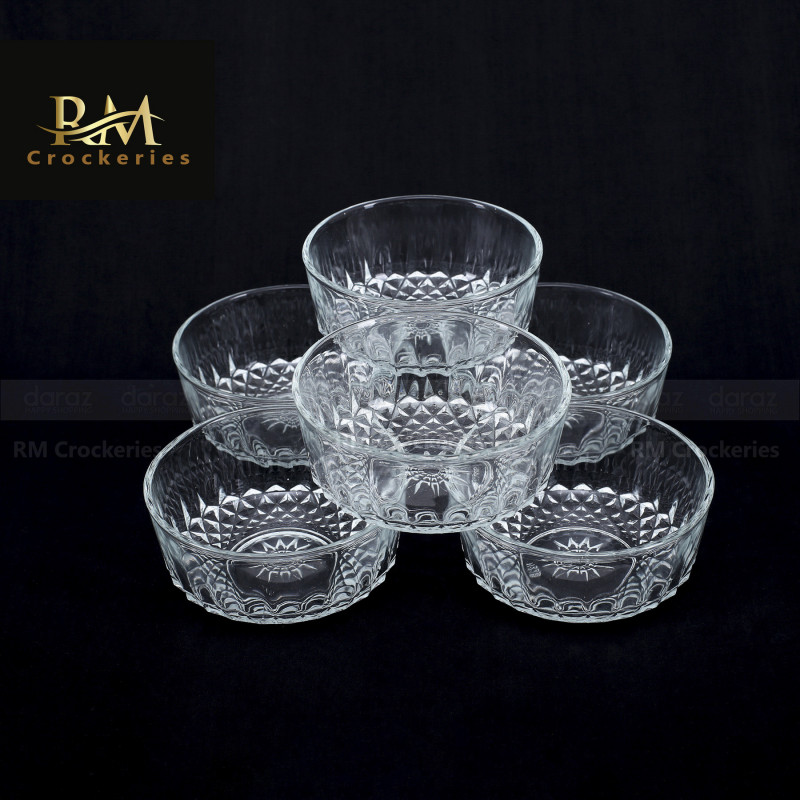 6 Pcs Crystal Glass Firni Set & Bati Set, Bow Set 6pcs - Soup & Firni Bati - N 31 B