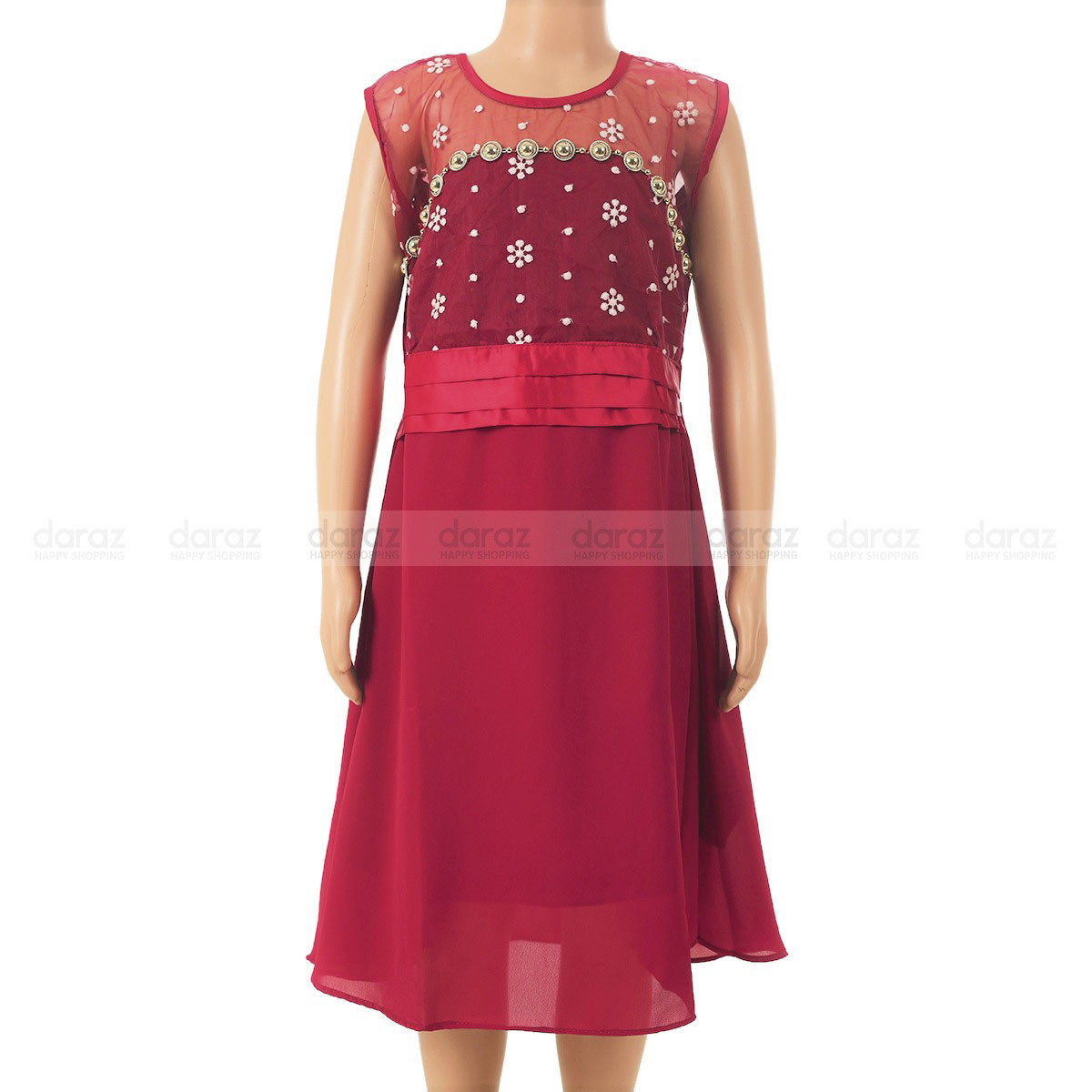 Maroon Color Girls exclusive party frock.