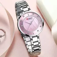 CURREN Ladies Watches Fashion Elegant Quartz Watch Women Dress Wristwatch with Rhinestone Set Dial Rose Gold Steel Band Clock