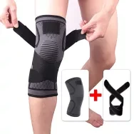 SKDK Adjusle Knee Brace Support 3D Compression Gym Pain Relief Knee Pads Sleeve,Black L