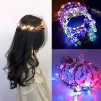 LED Flower Wreath Headband Glow Light Up Hair Wreath Garlands Women Decor