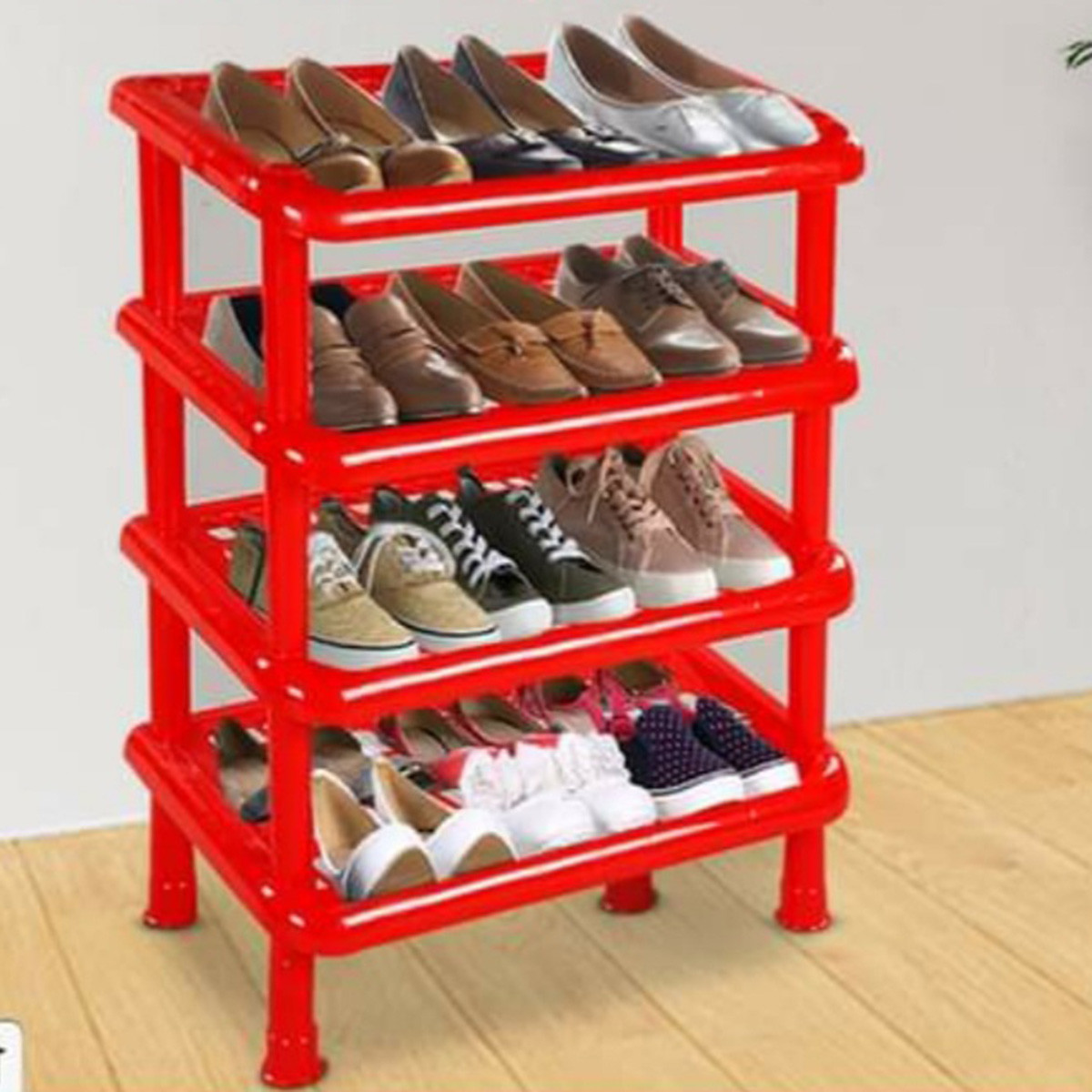 100% Plastic Shoe Rack - 4 Step