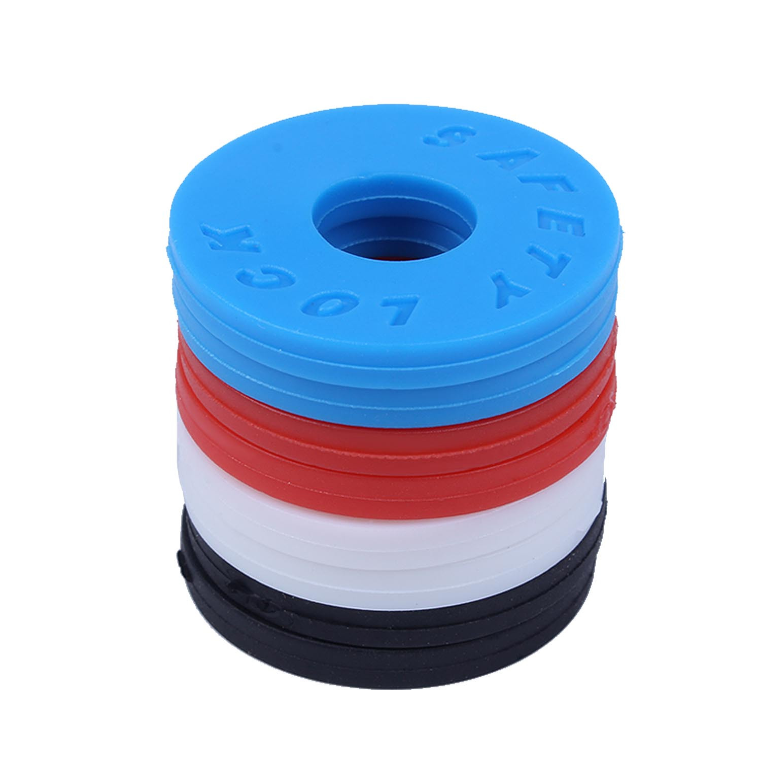 Strap Locks (4 Pair) - 2 Red, 2 Blue, 2 Black, 2 White - red white black blue