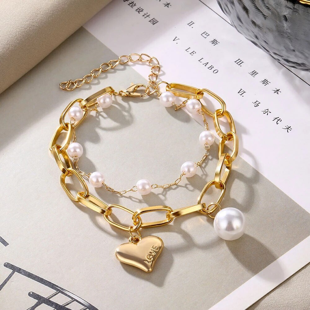 Pearl Chain Bracelets For Women Fashion Punk Chain Bracelet Accessories For Women