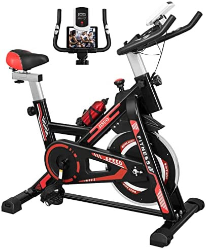 ndoor Cycling Bike Stationary Exercise Bike, Comfortable Seat Cushion, Silent Belt Drive, iPad Holder, Fitness Stationary Flywheel Bicycle with Resistance for Home Cardio Workout Cycle Bike Training