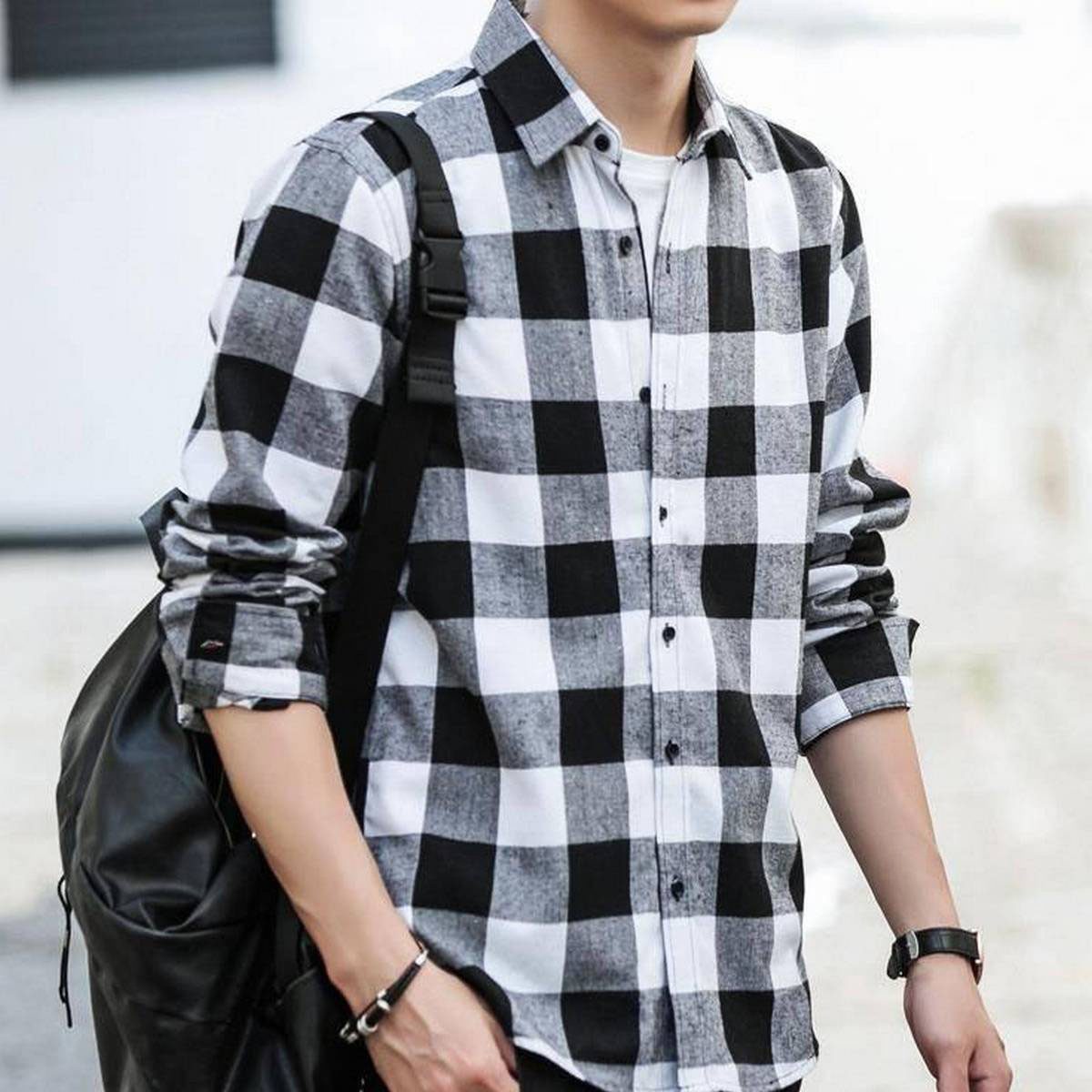 Black & White Check Shirt For Men