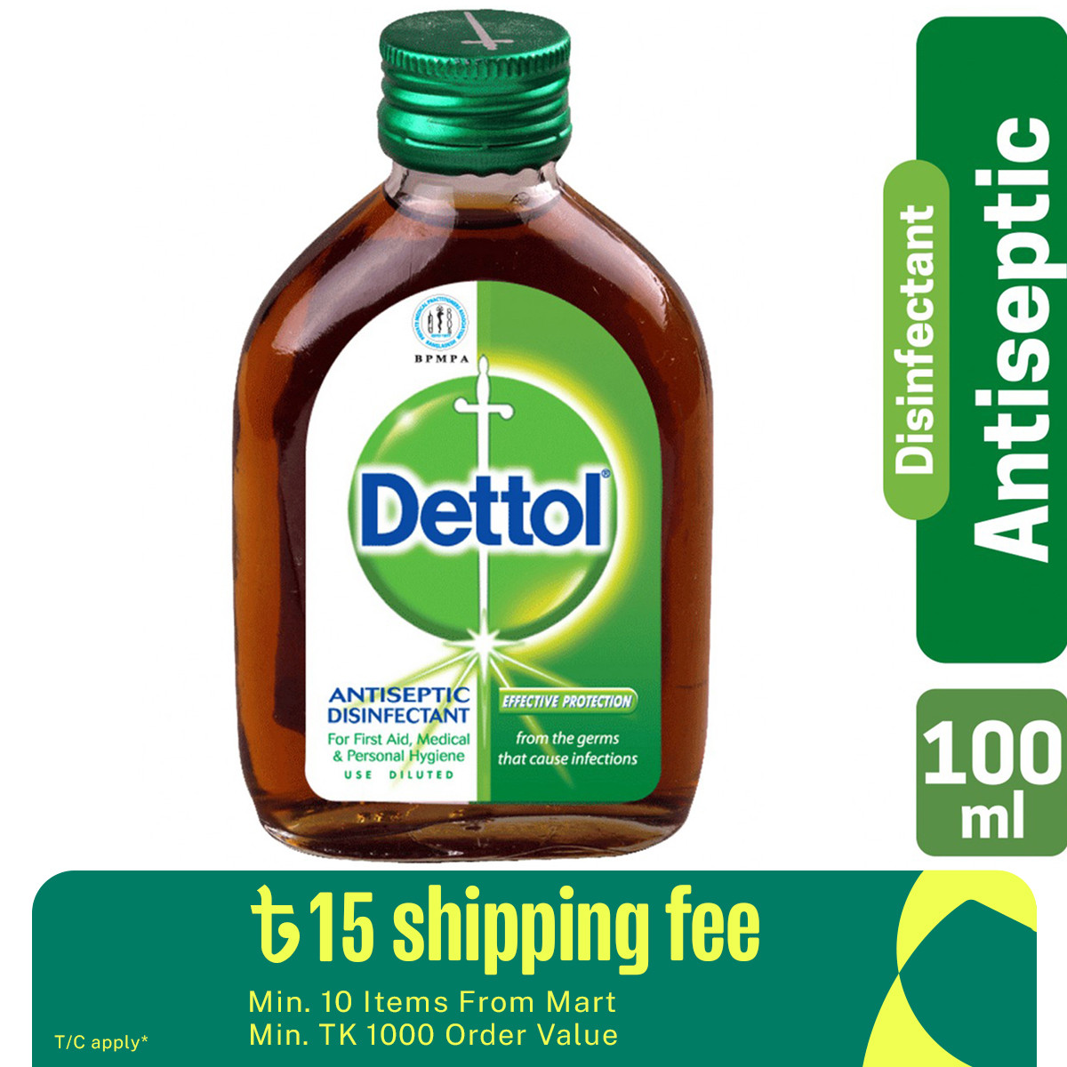 Dettol Antiseptic Disinfectant Liquid 100ml for First Aid, Medical & Personal Hygiene- use diluted