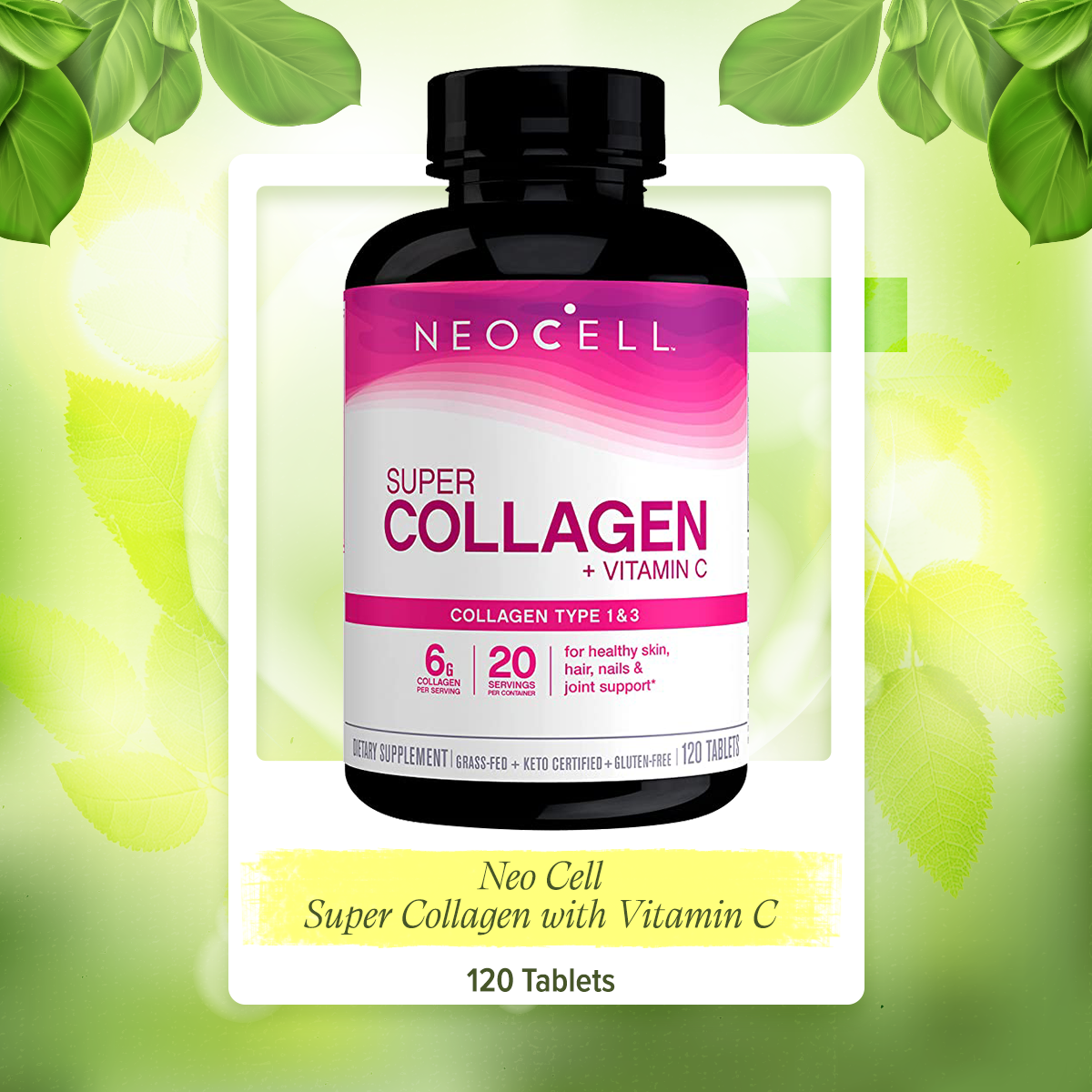 badgeneo cell Super Collagen with Vitamin C, 120 counts