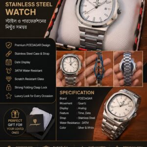 POEDAGAR Premium Stainless Steel Men's Wrist Watch